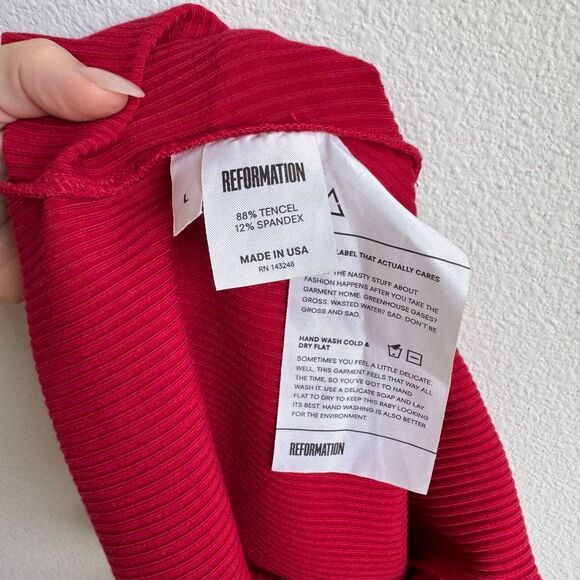 Reformation Mia Halter Neck Off The Shoulder Short Sleeve Red Bodysuit Large - Picture 6 of 6